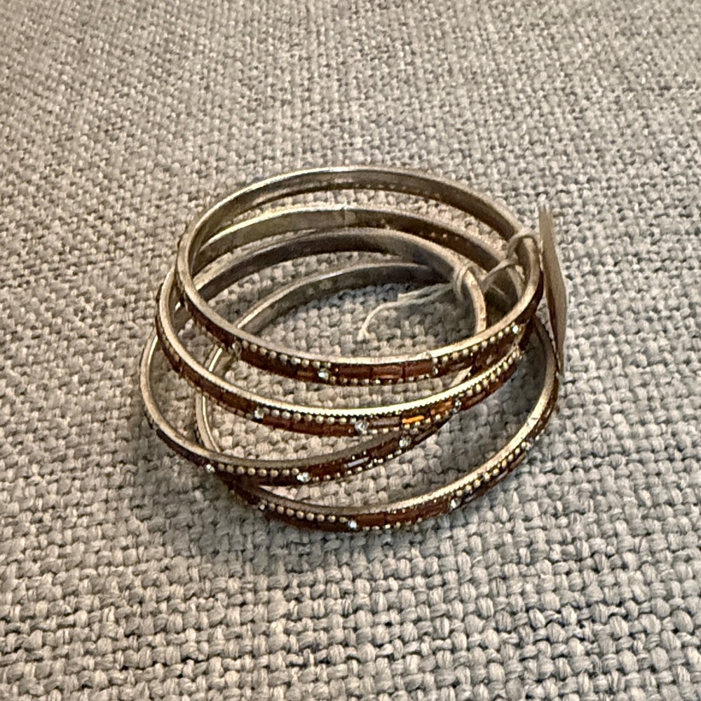 Elegant Brown and Silver Bangle Set